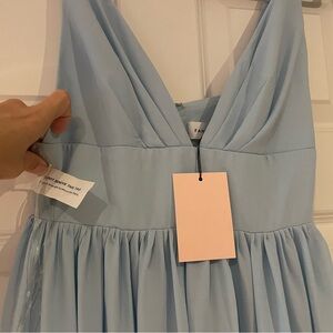 NWT Fame and Partners Stella Pale Blue Heavy Georgette Maxi Pockets